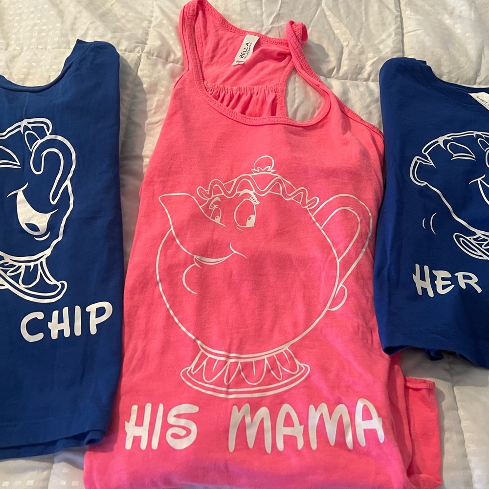 His Mama pink shirt and Her Chip blue shirts-3 piece shirt set